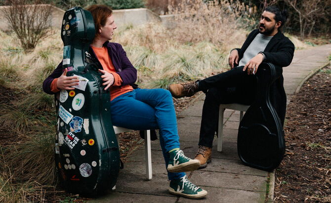 Paul Rittel (mit Cello) und Sufian Ararah (mit Out) – Sounds from Tripolis